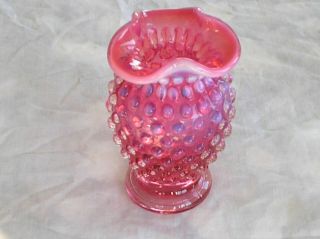 Fenton Cranberry Hobnail Opalescent Art Glass Vase