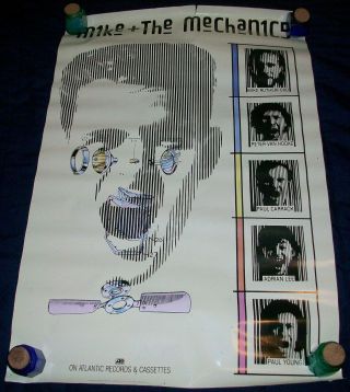 Mike And The Mechanics 1985 Promo Poster On Atlantic Records 24 X 36” Good Cond.