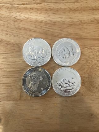 4 Unc Canada $8 Dollar Coins 1.  5 Troy Ounces Each