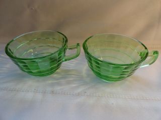 ANCHOR HOCKING BLOCK OPTIC GREEN DEPRESSION GLASS TEA CUPS 3