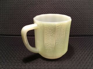 Vtg Federal Glass 12 - Sided Iridescent Green Luster Ware Coffee Mug - Serpentine