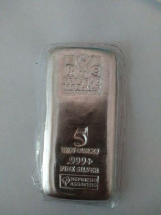 5 Oz Silver Bar Rmc " Republic Metals Corporation "