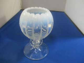Fenton Vintage Pedestal Clear Vase With White Opalescent Rim