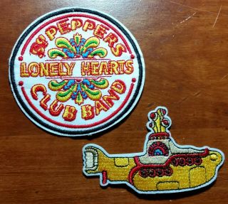 The Beatles Yellow Submarine & Sgt.  Pepper Band Logo Embroidered Patches