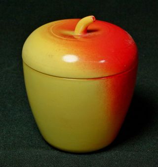 Vintage Hazel Atlas Painted Milk Glass Apple Jam Jelly Jar 1930s - 1940s