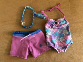 Kanani Beach Outfit American Girl Doll Clothing Retired Shorts Bathing Suit Swim