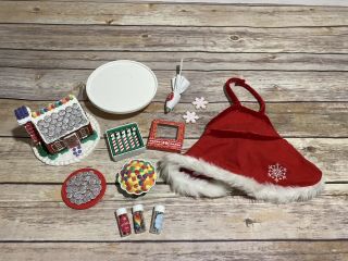 American Girl Sugar & Spice Baking Set Christmas Gingerbread House Candy Canes