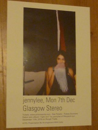 Jennylee - Glasgow Dec.  2015 Concert Gig Poster (jenny Lee Lindberg Of Warpaint)
