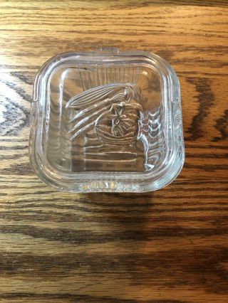 Vintage Clear Glass Square Refrigerator Dish With Lid