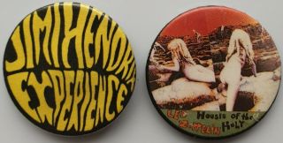 Led Zeppelin Jimi Hendrix Vintage Button Badges Psych Folk Blues Rock
