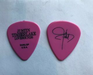 Justin Timberlake - Signature 2007 Tour Issued Guitar Pick Lovesounds Pink