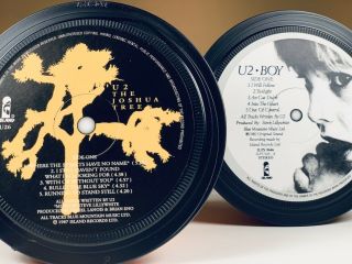 U2 - 2 Record Label Coasters.  Joshua Tree.  Boy.