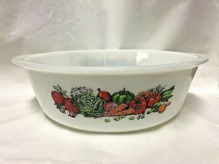 Vintage Glasbake Casserole Vegetable Medley Design Baking Dish J2605 3 Qt.  Usa
