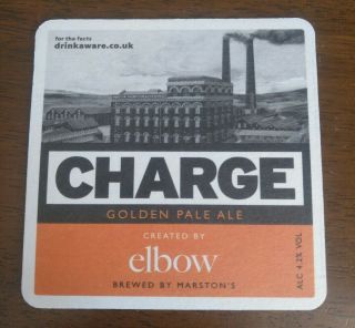 Elbow Charge Marstons Brewery Ale X2 Beer Mat Coaster Guy Garvey Really Rare