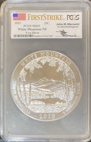 2013 White Mountain Np 5 Oz Silver Fs Mercanti Signature - Total Pop Only 891