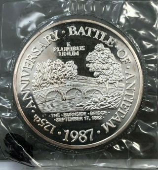 1987 125th Anniversary Battle Of Antietam Usa 5oz.  999 Fine Silver Round