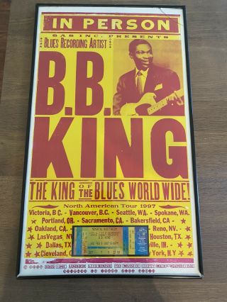 Vintage Orginal Bb King Poster & Ticket 1997 Tour Blues Framed Custom Authentic