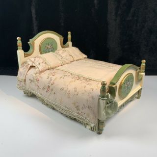 4 Post Hand - Painted Bed Dollhouse Miniature 1/12 Scale