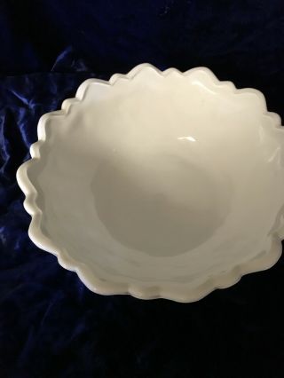 Vintage Indiana Glass Wild Rose Milk Glass Footed Fruit Bowl 3
