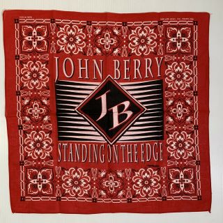 Vtg 90s John Berry Standing On The Edge Rare Bandana Handkerchief Country