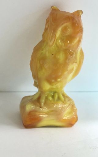 Boyd Glass Sunburst Owl Orange Yellow Slag