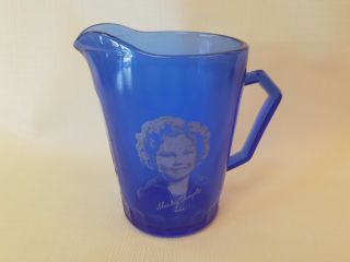 Vintage Small Shirley Temple Blue Hazel Atlas Glass Creamer/pitcher 1930s