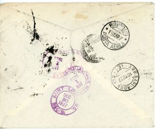 GREECE - - Registered Airmail Cover sent to U.  S.  in 1927 franked with Scott C1 - C4 2