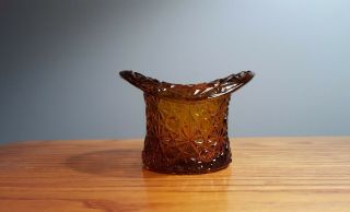 Vintage Fenton Daisy & Button Amber Glass Top Hat