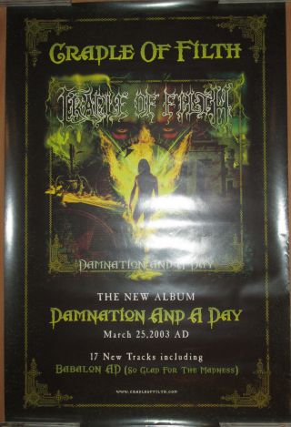 Cradle Of Filth Damnation And A Day,  Koch Promo Poster,  2003,  20x30,  Ex,  Metal