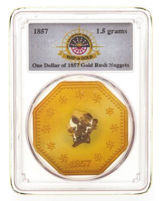 Ss Central America Shipwreck - $1 Of 1857 Gold Rush Nuggets - Pcgs Certified