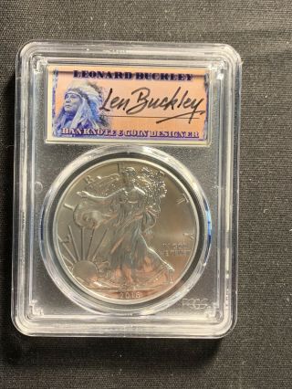 2016 (s) $1 American Silver Eagle 1oz Pcgs Ms70 Leonard Buckely