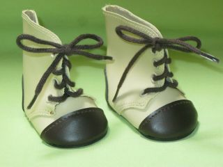 Pleasant Company Kirsten American Girl Doll Lace - Up Boots Two Tone Cream Brown
