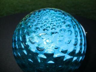 CAPRI PEACOCK AQUA BLUE ART GLASS ROSE BOWL VASE DIAMOND OPTIC 3