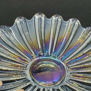 Vintage Federal Clear Iridescent Glass Celestial Candy Dish Bowl 9 " Ruffled