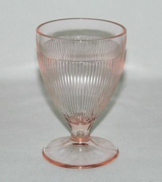Jeannette Glass Homespun Pink Footed Banded Top Juice Tumbler