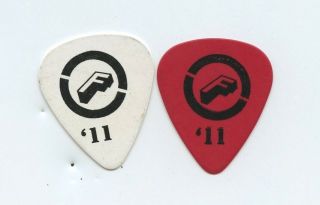 Foreigner Mick Jones - Concert Stage - Two Guitar Picks 2011 Tour Red & White