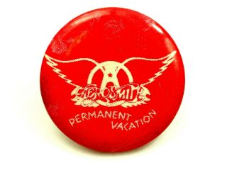 Aerosmith Permanent Vacation Tour 1988 Rock Concert Pinback Button 1.  25 " A1
