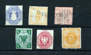 German States Mecklenburg Lubeck Bremen Early M&u (6 Items) (nt 8956s