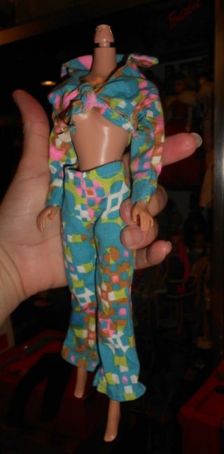 Vintage Barbie Clone Shillman Maddie Mod Adorable Abstract Tie Blouse W/ Pants