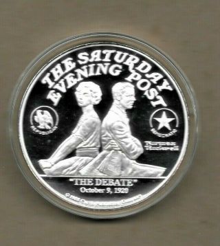 Norman Rockwell Saturday Evening Post " The Debate " 5 Oz.  999 Silver Proof