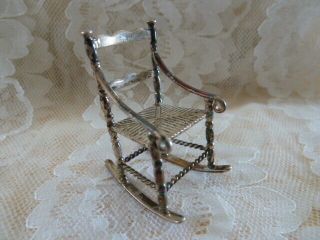 Antique Miniature Doll House Silver Rocker Chair 1:12