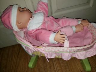 Fisher Price Little Mommy Doll Set 2 In 1 Rocking Bassinet Baby Cradle