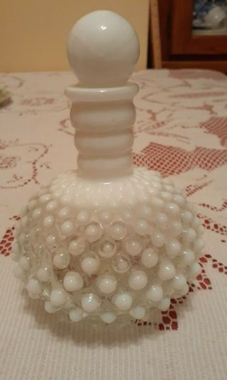 Vintage Fenton? Glass White Hobnail Opalescent Perfume Bottle