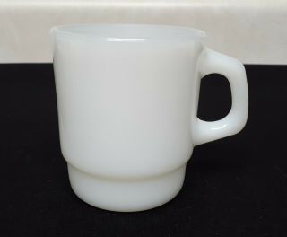 Vtg 1950s Anchor Hocking Fire King Milk Glass D - Ring Stackable Coffee Cup Mug