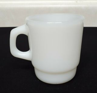 VTG 1950s Anchor Hocking Fire King Milk Glass D - Ring Stackable Coffee Cup Mug 3