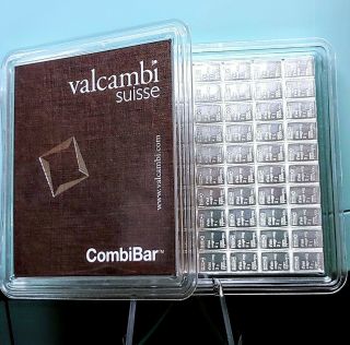 100g Valcambi Suisse CombiBar 100 x 1 gram.  999 Fine Silver Bullion Bar 2