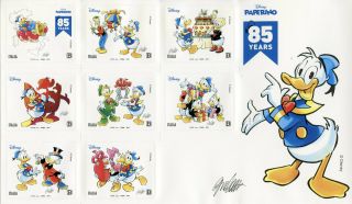 Italy Disney Stamps 2019 Mnh Donald Duck 85 Years Paperino Cartoons 8v S/a M/s