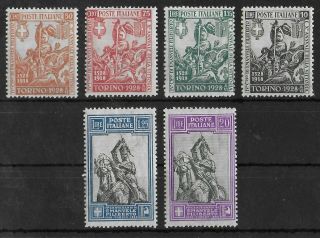 Italy 1928 Nh Set Of 6 Stamps Perf 14 Sass 233 - 238 Cv €450 Vf