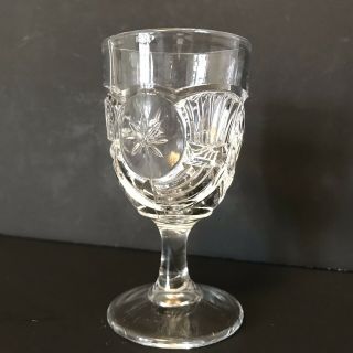 Eapg Clear Circle Aka Horn Of Plenty Wine Glass Stem 1892 Indiana Glass Co