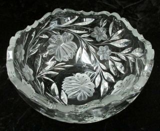 Vintage Cut Glass (crystal?) Heavy Bowl 5/16 " Glass Thickness Beauty